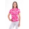 ALBATROSS LADIES STAND UP COLLAR SHORT SLEEVE GOLF POLO SHIRT pink hibiscus pattern