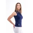 Picture 2/3 -HOLEINONE LADIES FRONT WRINKLED SLEEVELESS POLO SHIRT WITH STAND UP COLLAR  dark blue/white tuck
