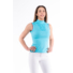 Picture 1/3 -HOLEINONE LADIES FRONT WRINKLED SLEEVELESS POLO SHIRT WITH STAND UP COLLAR turquoise-blue/red tuck