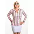Picture 1/2 -ACE LADIES STAND UP COLLAR LONG SLEEVE GOLF POLO SHIRT argyle pattern in pink/mentha/white