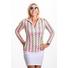 Picture 1/2 -ACE LADIES STAND UP COLLAR LONG SLEEVE GOLF POLO SHIRT argyle pattern in pink/mentha/white