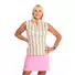 Picture 1/3 -BIRDIE LADIES STAND UP COLLAR GOLF POLO SHIRT argyle pattern in pink/mentha /white