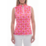 Picture 1/4 -BIRDIE SLEVELESS STAND UP COLLAR LADIES GOLF POLO SHIRT with red & pink hearts pattern