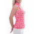 Picture 2/4 -BIRDIE SLEVELESS STAND UP COLLAR LADIES GOLF POLO SHIRT with red & pink hearts pattern