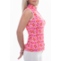 Picture 2/4 -BIRDIE SLEVELESS STAND UP COLLAR LADIES GOLF POLO SHIRT with red & pink hearts pattern