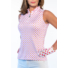 Picture 1/3 -TIGRESS SLEVELESS  LADIES GOLF POLO SHIRT white with red, pink and orange dotts