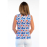 Picture 3/3 -TIGRESS SLEVELESS  LADIES GOLF POLO SHIRT white with red and blue flowers