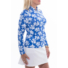 Picture 2/3 -TIGRESS FLOUNCED LONG SLEEVED LADIES GOLF POLO SHIRT  royal blue with white margaretas