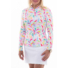 Picture 1/3 -TIGRESS FLOUNCED LONG SLEEVED LADIES GOLF POLO SHIRT pastel colours with abstract pattern