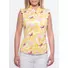 Picture 1/4 -TIGRESS SLEVELESS FLOUNCED LADIES GOLF POLO SHIRT yellow leaf with pink birds 
