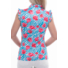 Picture 3/4 -TIGRESS SLEVELESS FLOUNCED LADIES GOLF POLO SHIRT turquoise tiger stripes with pink roses 
