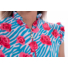 Picture 4/4 -TIGRESS SLEVELESS FLOUNCED LADIES GOLF POLO SHIRT turquoise tiger stripes with pink roses 