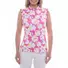 Picture 1/3 -TIGRESS SLEVELESS FLOUNCED LADIES GOLF POLO SHIRT pastel pink abstract flowers