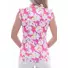 Picture 3/3 -TIGRESS SLEVELESS FLOUNCED LADIES GOLF POLO SHIRT pastel pink abstract flowers